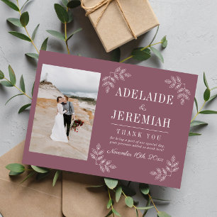 Floral Simplicity 2 Dusk Mauve Wedding Thank You Card