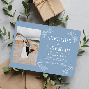 Floral Simplicity 2 Glacier Blue Wedding Thank You Card