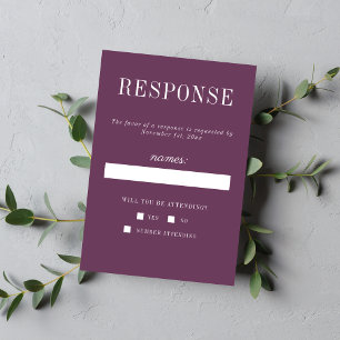 Floral Simplicity 2 Grape Minimalist Wedding RSVP Card