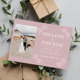 Floral Simplicity 2 Moonlight Mauve Pink Wedding Thank You Card