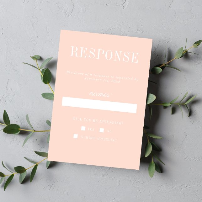 Floral Simplicity 2 Peach Minimalist Wedding RSVP Card (Creator Uploaded)
