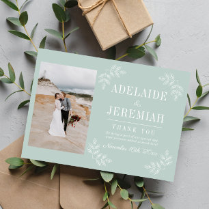 Floral Simplicity 2 Sea Glass Wedding Thank You Card