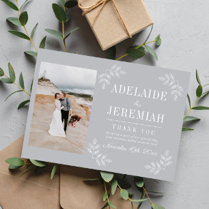 Floral Simplicity 2 Sterling Grey Wedding Thank You Card