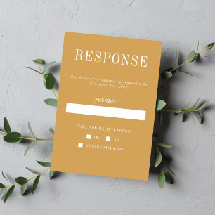 Floral Simplicity 2 Yellow Ochre Minimal Wedding RSVP Card
