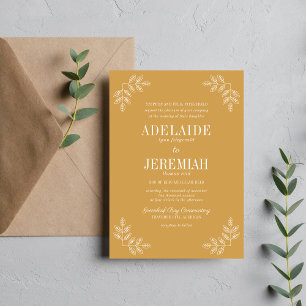 Floral Simplicity 2 Yellow Ochre Wedding Invitation
