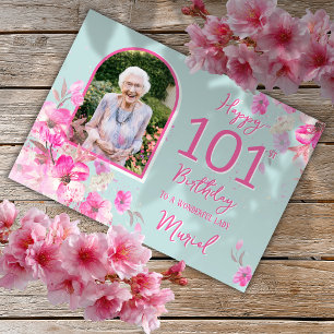 Floral Single Photo 101st Birthday Card