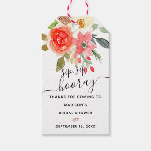 Floral Sip Sip Hooray Favour Bridal Shower Gift Tags