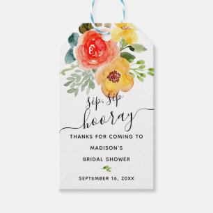 Floral Sip Sip Hooray Favour Bridal Shower Gift Tags