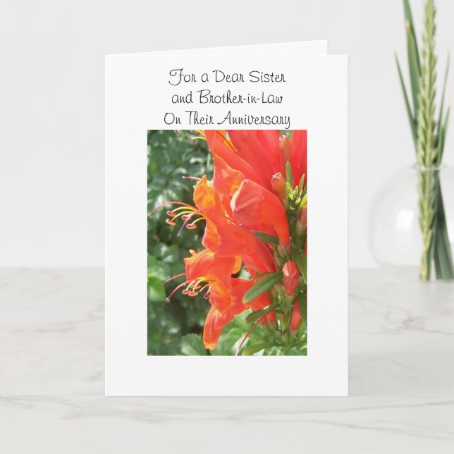 Floral Sister And Husband Personalised Anniversary Card (Front)