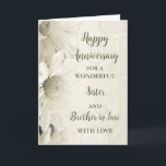 Floral Sister & Brother in Law Anniversary Card<br><div class="desc">Happy wedding anniversary card for sister and brother in law with beautiful white vintage flowers pattern and sentimental verse.</div>