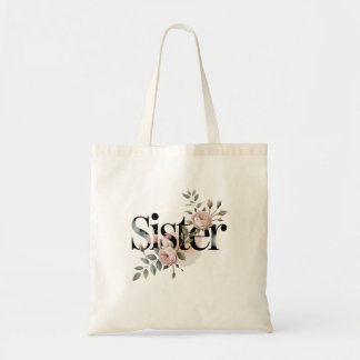 Floral Sister Typography Botanical Gift Design Tote Bag