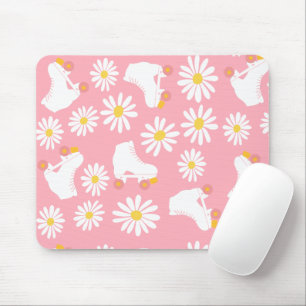 Floral Skates Roller Skating Pattern Pink  Mouse Pad