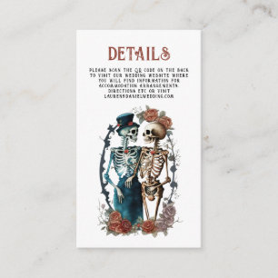 Floral Skeleton Couple QR Wedding Details Enclosur Enclosure Card