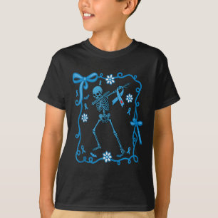 Floral Skeleton Diabetes Awareness Ribbons Hallowe T-Shirt