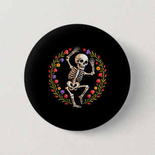 Floral Skeleton Funny Goth Halloween Costume For W 2 Inch Round Button