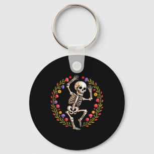 Floral Skeleton Funny Goth Halloween Costume For W Keychain