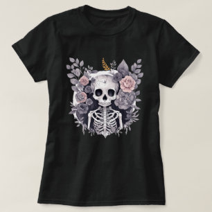 Floral Skeleton Gothic Romantic T Shirt