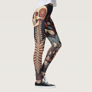Floral Skeleton Halloween Skull Ribcage Leggings