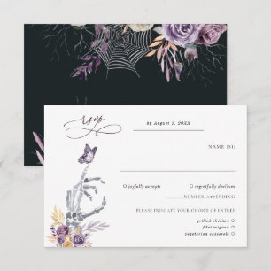 Floral Skeleton   Halloween Wedding RSVP Card