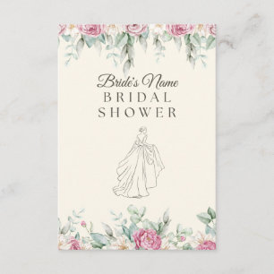 Floral Sketch Bride Bridal Shower Invitation