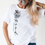 Floral Sketch Modern Grad Script Personalized Grad T-Shirt<br><div class="desc">Beautiful elegant grad floral t-shirt design. Our design features the word "grad" written in an elegant calligraphy font. Our beautiful sketch floral bouquet extends from the grad. Customize with the grad's name and graduation year. Designed by Moodthology Papery</div>