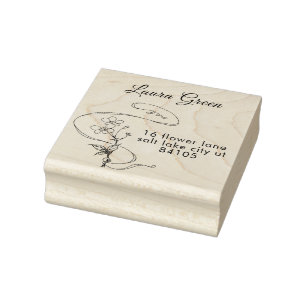 Floral sketch rubber stamp