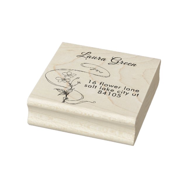 Floral sketch rubber stamp (Stamp)