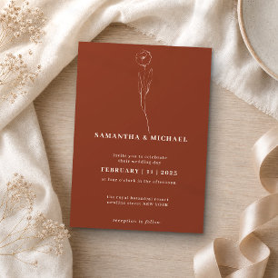 Floral Sketch Terracotta Botanical elegant Invitation