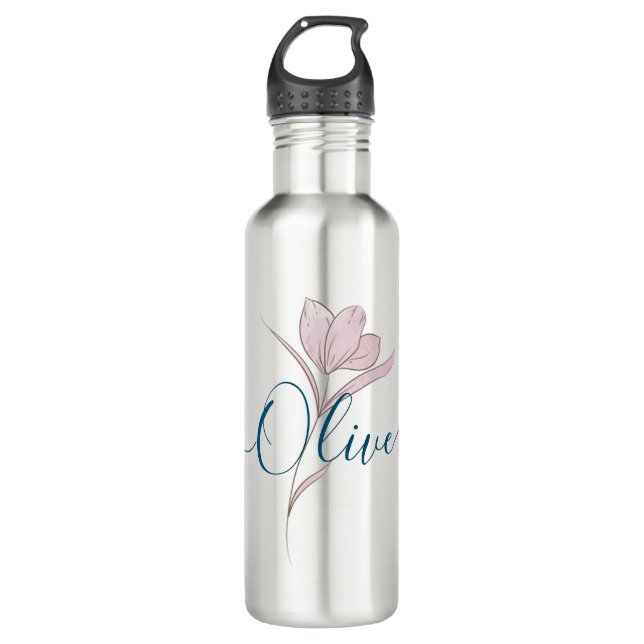 Floral Sketch watercolor Personalized  710 Ml Water Bottle (Front)