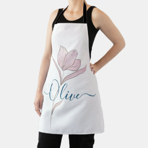 Floral Sketch watercolor Personalized Apron
