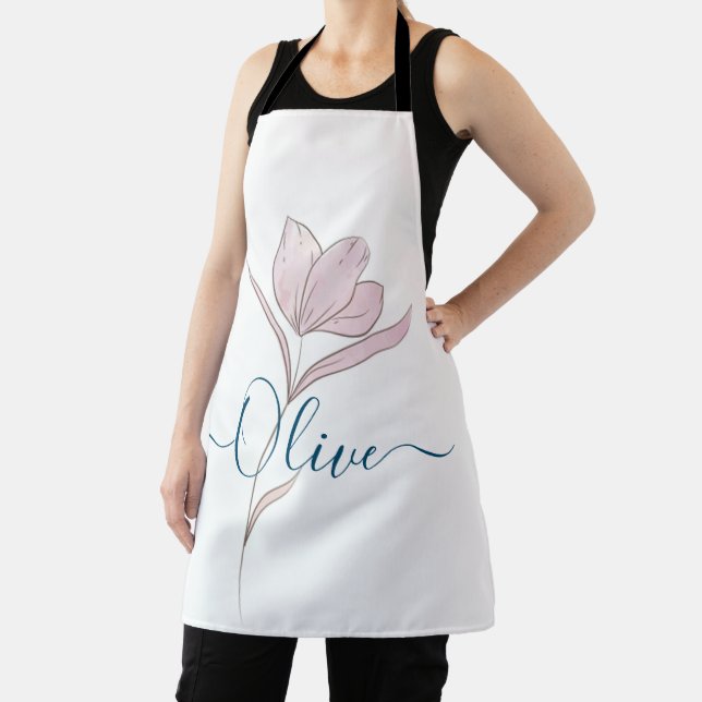 Floral Sketch watercolor Personalized  Apron (Insitu)