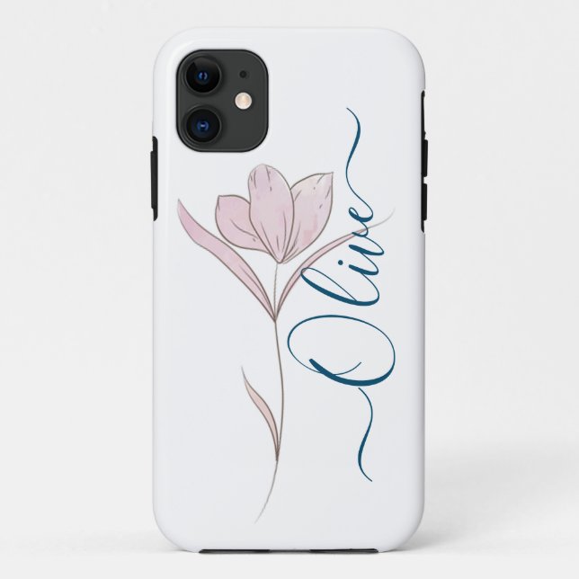 Floral Sketch watercolor Personalized  Case-Mate iPhone Case (Back)