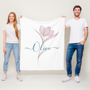 Floral Sketch watercolor Personalized Fleece Blanket