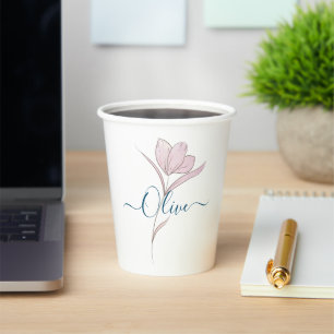 Floral Sketch watercolor Personalized Paper Cups