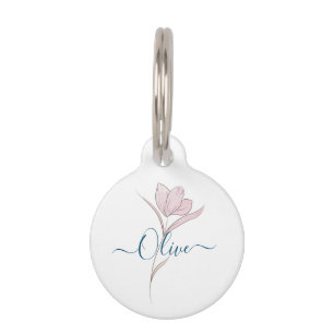 Floral Sketch watercolor Personalized  Pet Tag