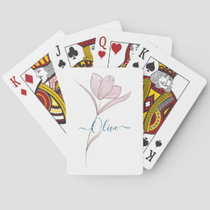 Floral Sketch watercolor Personalized  Playing Cards