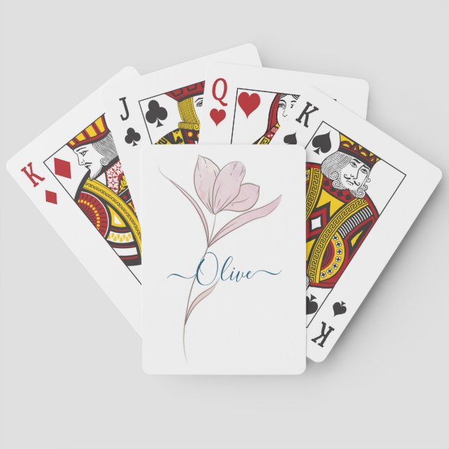 Floral Sketch watercolor Personalized  Playing Cards (Back)
