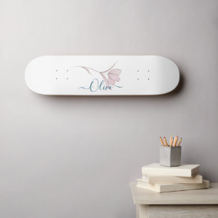 Floral Sketch watercolor Personalized  Skateboard