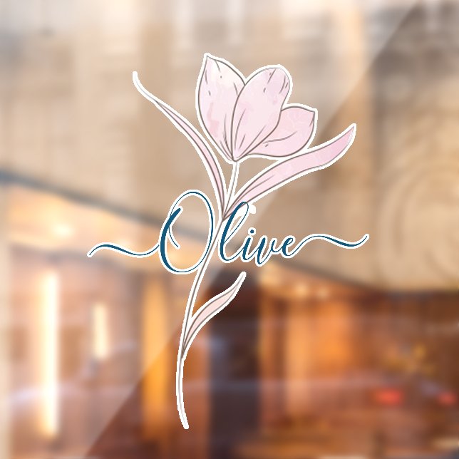 Floral Sketch watercolor Personalized  Window Cling (Sheet 2)