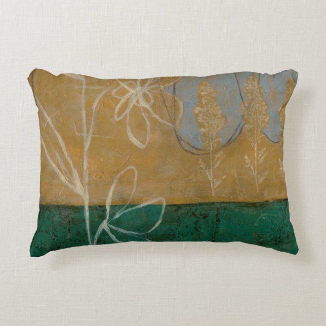 Floral Sketch with Wildflower and Plants Accent Pillow (Front)