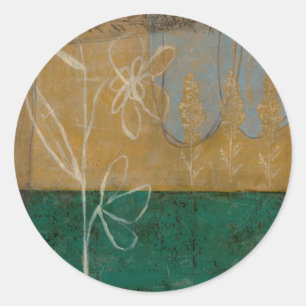 Floral Sketch with Wildflower and Plants Classic Round Sticker