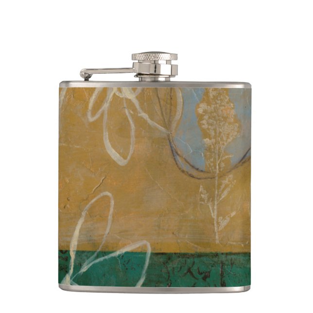 Floral Sketch with Wildflower and Plants Hip Flask (Front)
