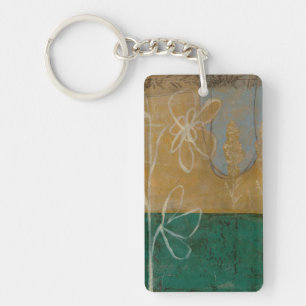 Floral Sketch with Wildflower and Plants Keychain