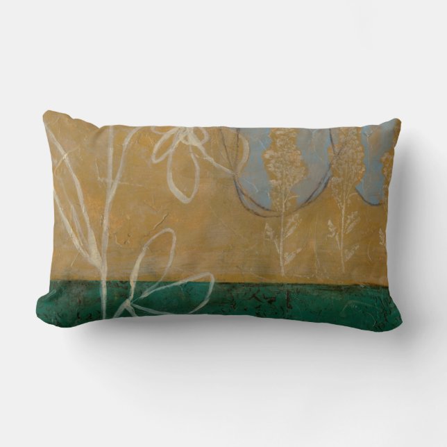 Floral Sketch with Wildflower and Plants Lumbar Pillow (Front)