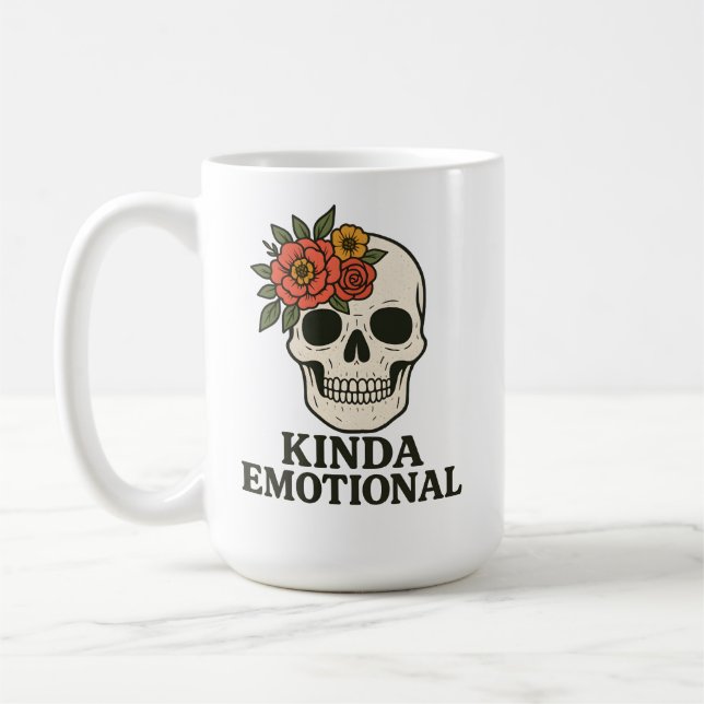 Floral Skull Aesthetic with Soft Emotional Touch Coffee Mug (Left)