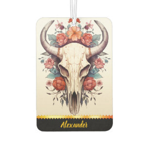 Floral skull air freshener charm