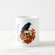 Floral Skull and Raven Personalized Name