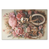 Floral Skull Bicycle Watercolor Decoupage Tissue Paper (Front)