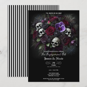 Floral Skull Bouquet Gothic Halloween Engagement  Invitation