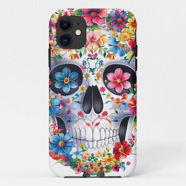 Floral Skull Design Case-Mate iPhone Case (Back)